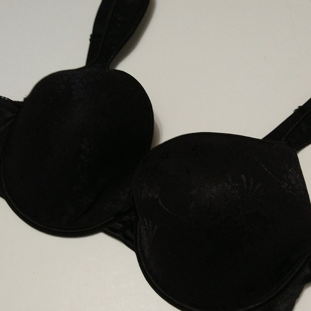 Elegant Black Floral Full Coverage Seamless Underwire Padded Bra Size 42D #1221 - Picture 3 of 13